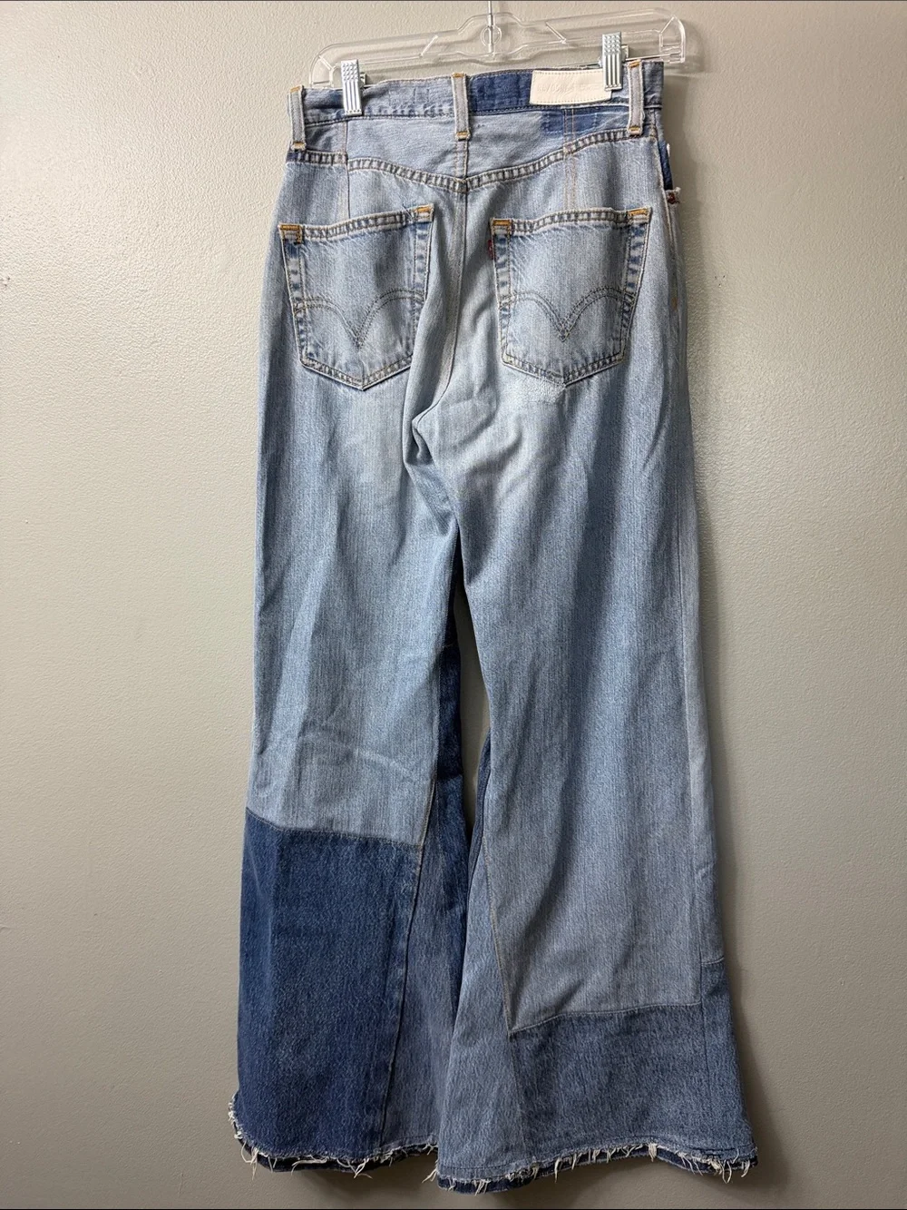 Re/Done x Levi's Patchwork Bell Bottom 60s 70s Hippie Flare Jeans 26 - Picture 10 of 12